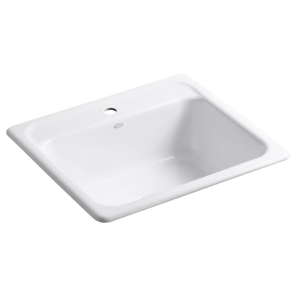 White Kitchen Faucets Home Depot
 KOHLER Mayfield Tm Self Rimming Kitchen Sink in White