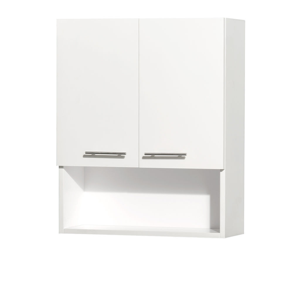 White Wall Mounted Bathroom Cabinet
 24 Centra Modern White Wall Mount Side Linen Bathroom