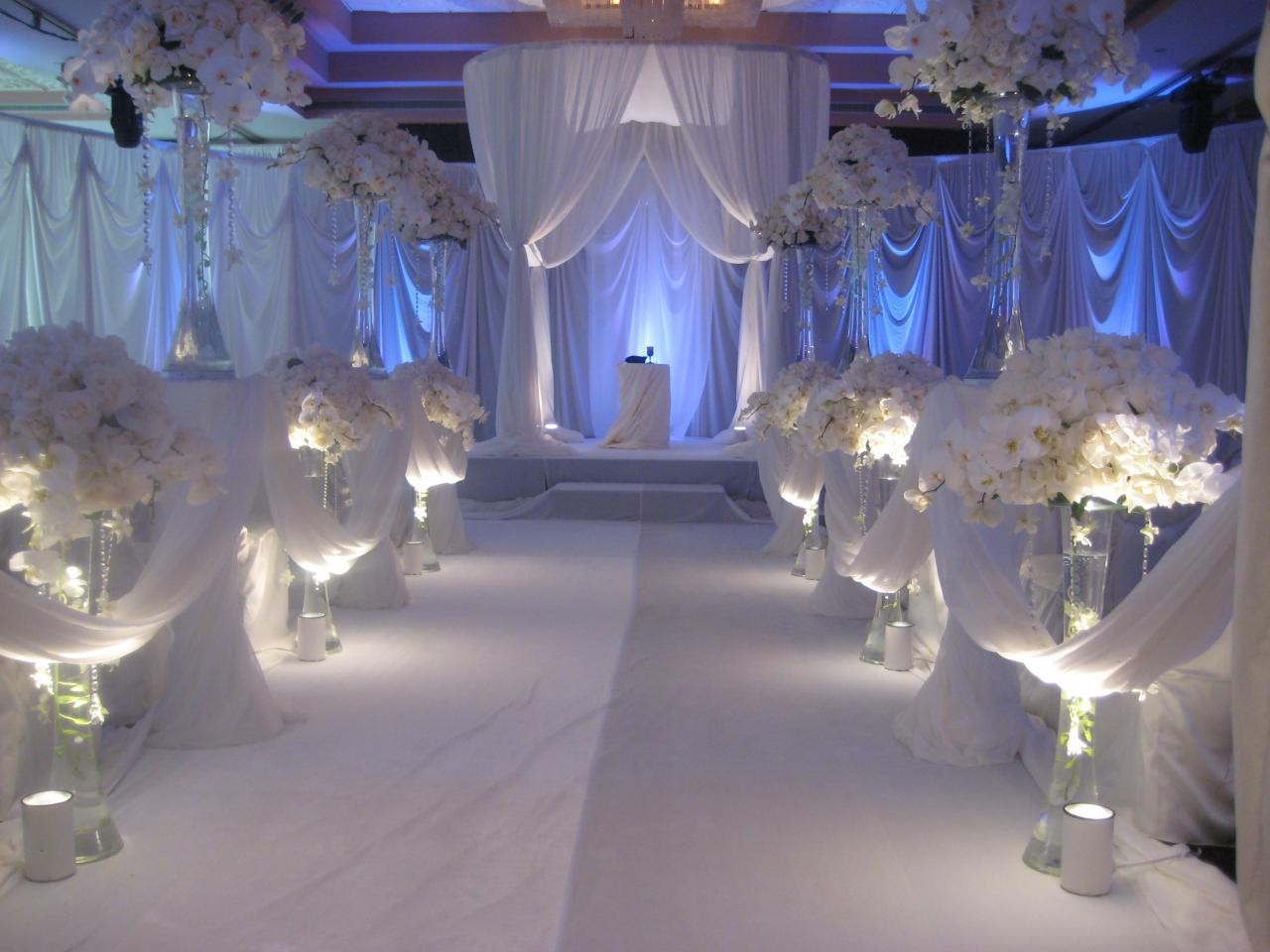 White Wedding Decorations
 A WHITE RECEPTION PARTY