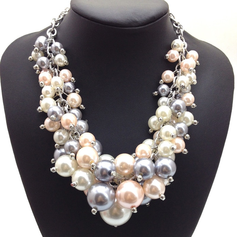 Wholesale Statement Necklaces
 Fashion jewelry wholesale Gold Chain Simulated pearl