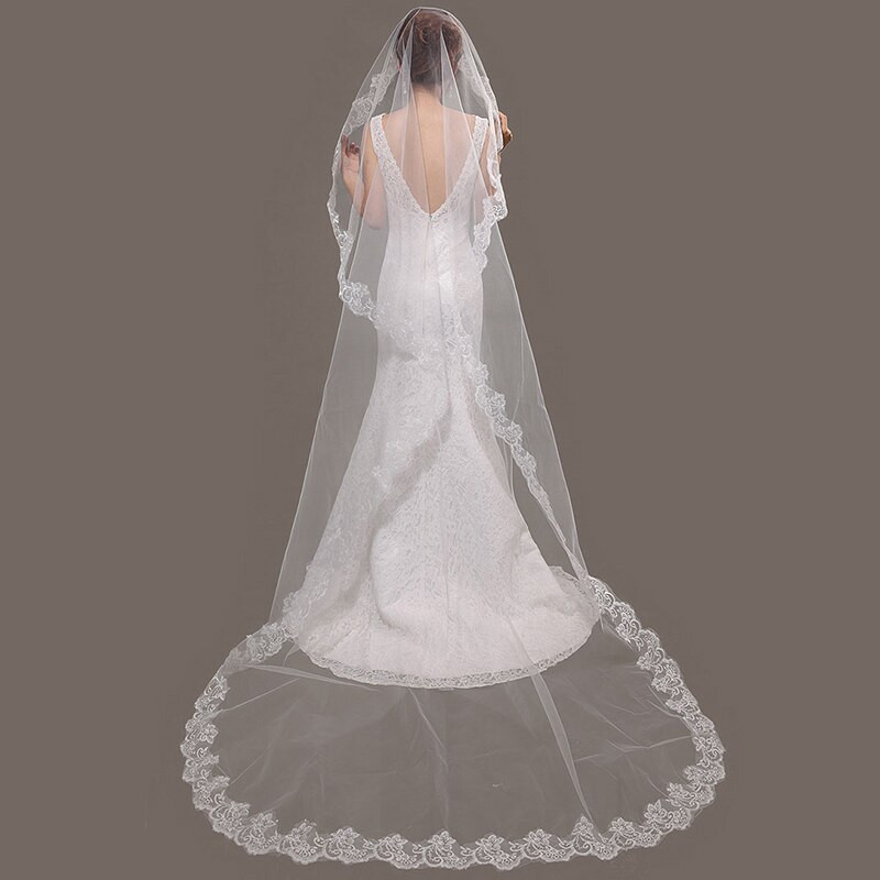 Wholesale Wedding Veils
 New 2016 wholesale Real s lace edge long wedding