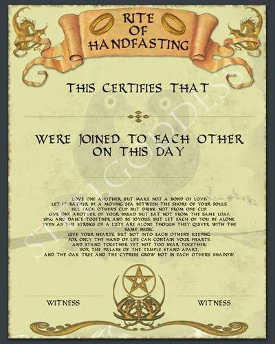 Wiccan Wedding Vows
 Handfasting