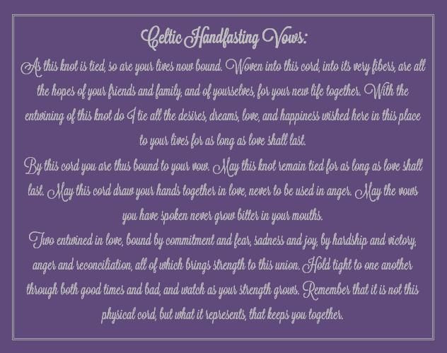 Wiccan Wedding Vows
 wiccan wedding vows Celtic Handfasting Vows