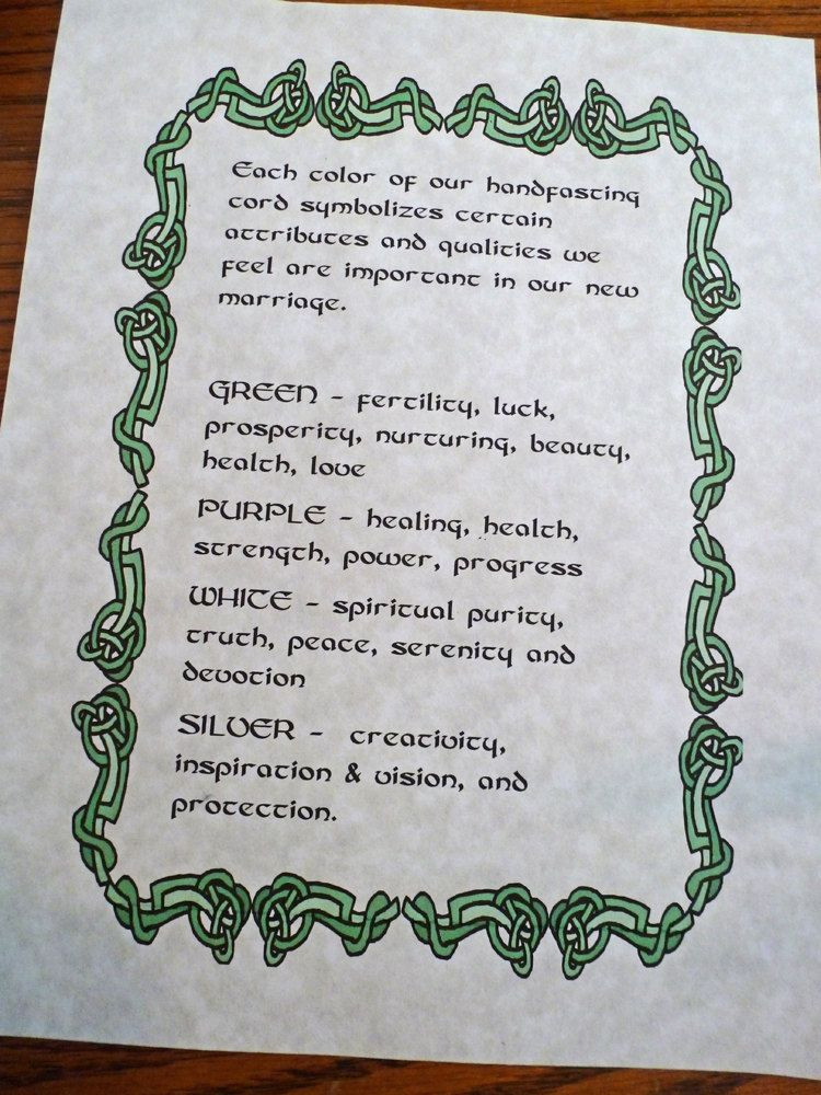 Wiccan Wedding Vows
 CUSTOM HANDFASTING CERTIFICATE DeSCRIPTION of CoLors for