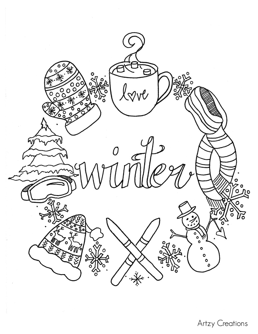 Winter Coloring Pages Printable
 Free Winter Coloring Page artzycreations