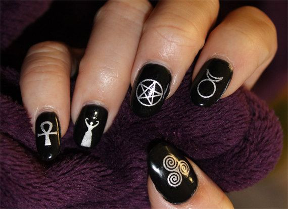 Witchy Nail Art
 WICCAN Nail Art Symbols Witch Gift Witchy Nail Art