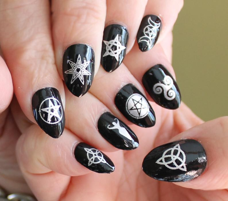 Witchy Nail Art
 WICCAN Nail Art Symbols Witch Gift Witchy Nail Art Gothic