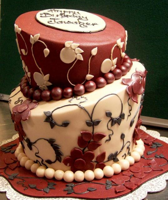 Woman Birthday Cake
 Two tier elegant birthday cake for women with beads JPG 4
