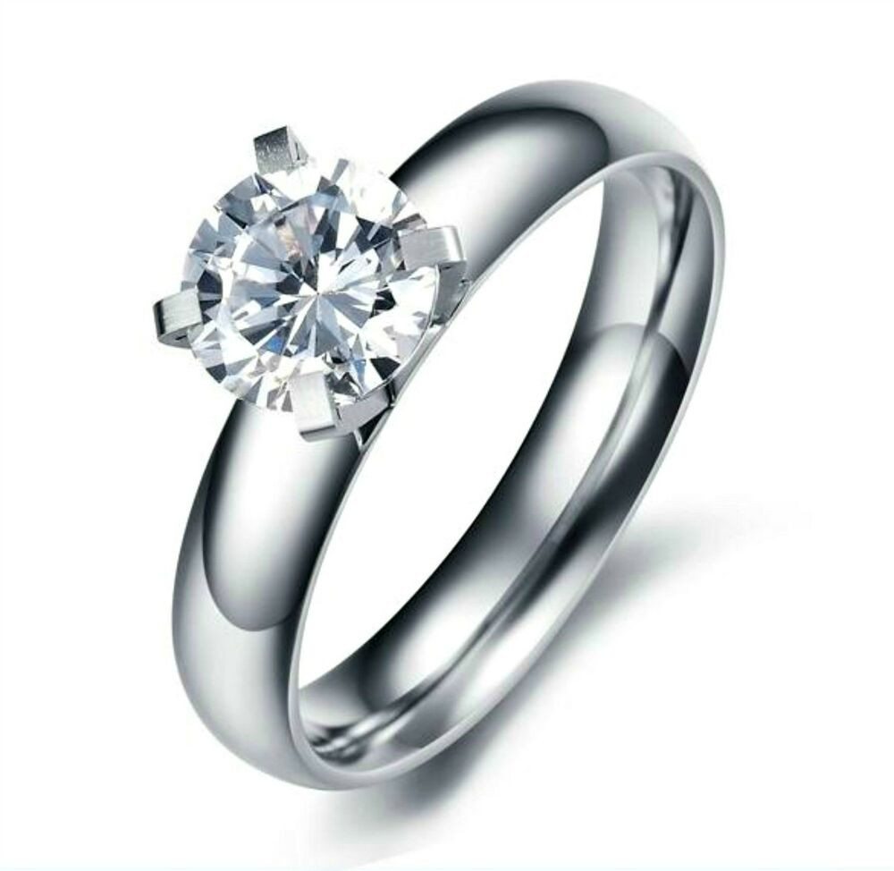 Woman Wedding Rings
 Stainless Steel Women’s 7mm ROUND CZ ENGAGEMENT WEDDING