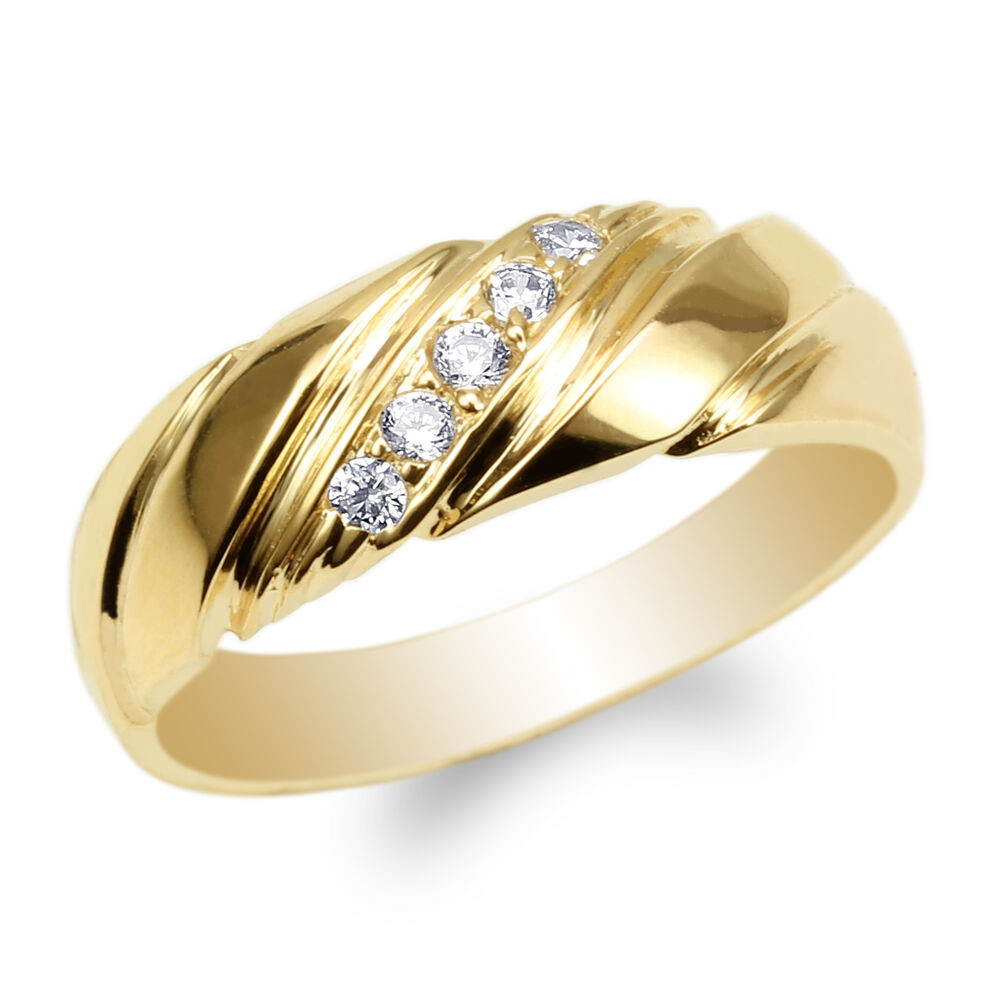 Woman Wedding Rings
 Womens Yellow Gold Plated Round CZ Luxury Wedding Band