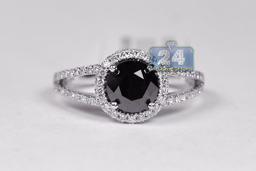 Womens Diamond Engagement Rings
 18K White Gold 1 98 ct Black Diamond Womens Engagement Ring
