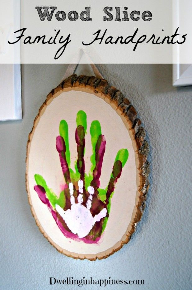 Wood Crafting Gifts
 Wood Slice Family Handprints