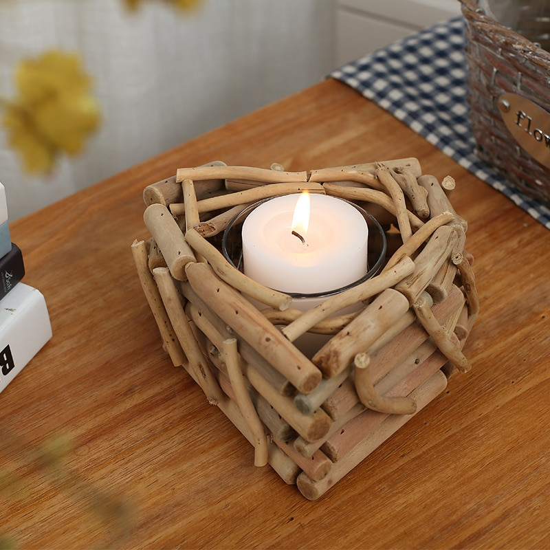 Wood Crafting Gifts
 Modern Handmade Wooden Candle Holders with Candle Wood