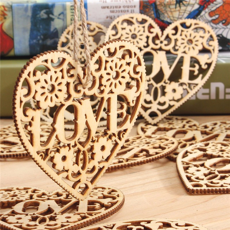 Wood Crafting Gifts
 10pcs Heart Love DIY Wood Craft Hanging Decoration Craft
