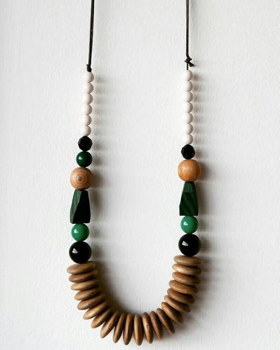 Wooden African Necklace
 Long chunky wooden African bead necklace by BoutiqueMix on