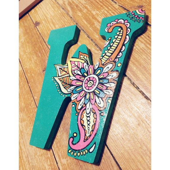 Wooden Letter Craft Ideas
 hand painted wooden letters with paisley by