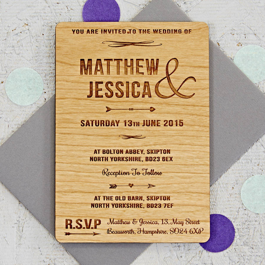 Wooden Wedding Invitations
 arrow wooden wedding invitation by sophia victoria joy
