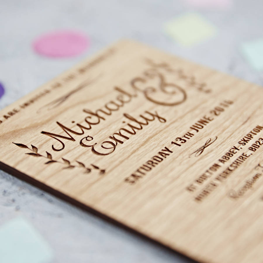 Wooden Wedding Invitations
 floral wooden wedding invitation by sophia victoria joy