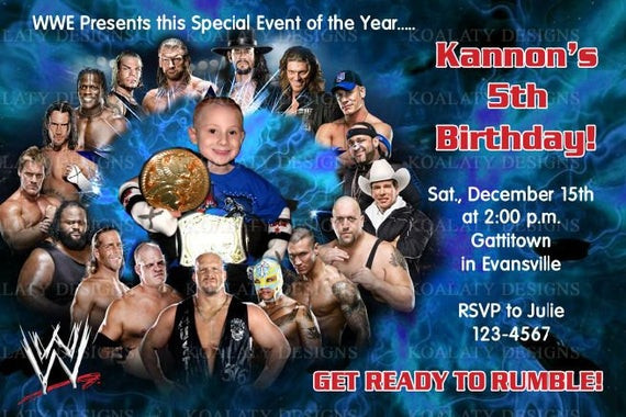 Wwe Birthday Invitations
 Personalized WWE Wrestling Birthday Party by KoalatyDesigns