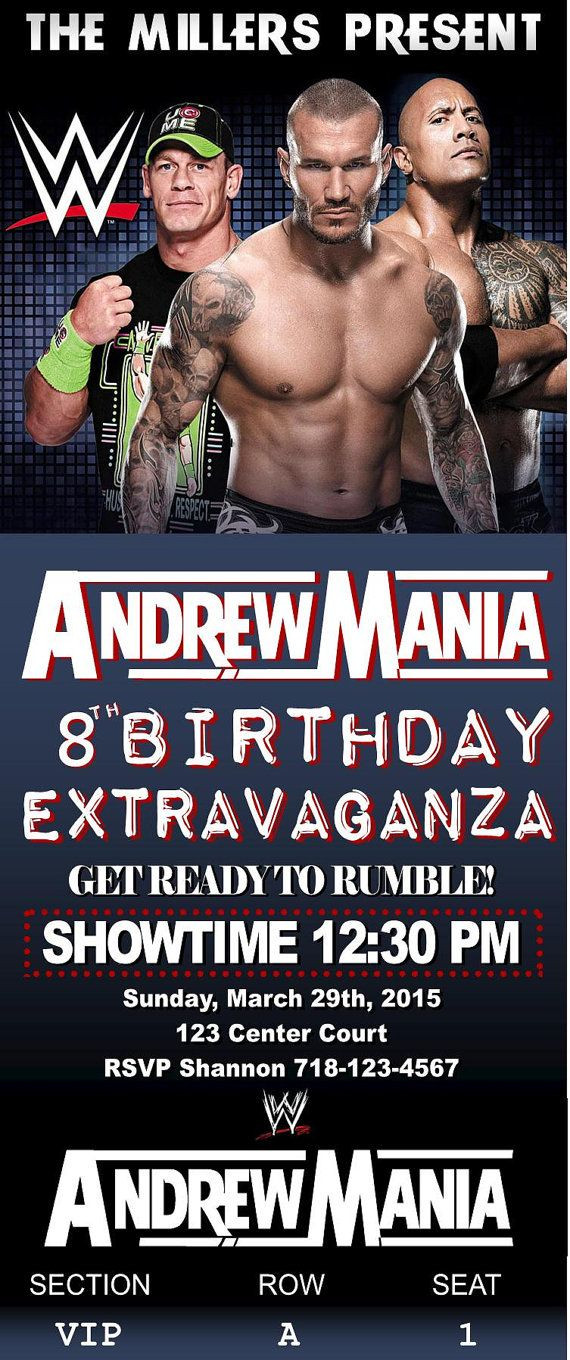 Wwe Birthday Invitations
 WWE Birthday Invitation Tickets Print at by