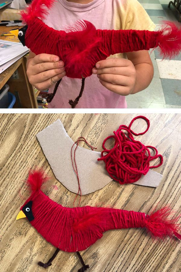 Yarn Craft Ideas For Adults
 Easy Cardinal Yarn Craft APFK Crafts Misc