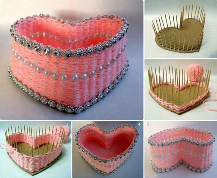 Yarn Craft Ideas For Adults
 DIY Pretty Yarn Woven Heart Shaped Basket