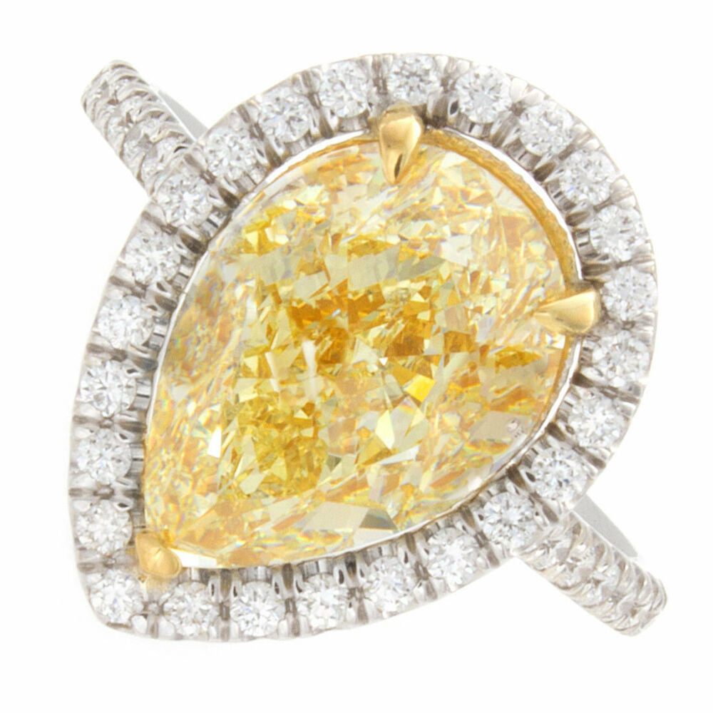 Yellow Diamond Engagement Ring
 3 47 Pear Cut Fancy Yellow Pavé Diamond Engagement Ring
