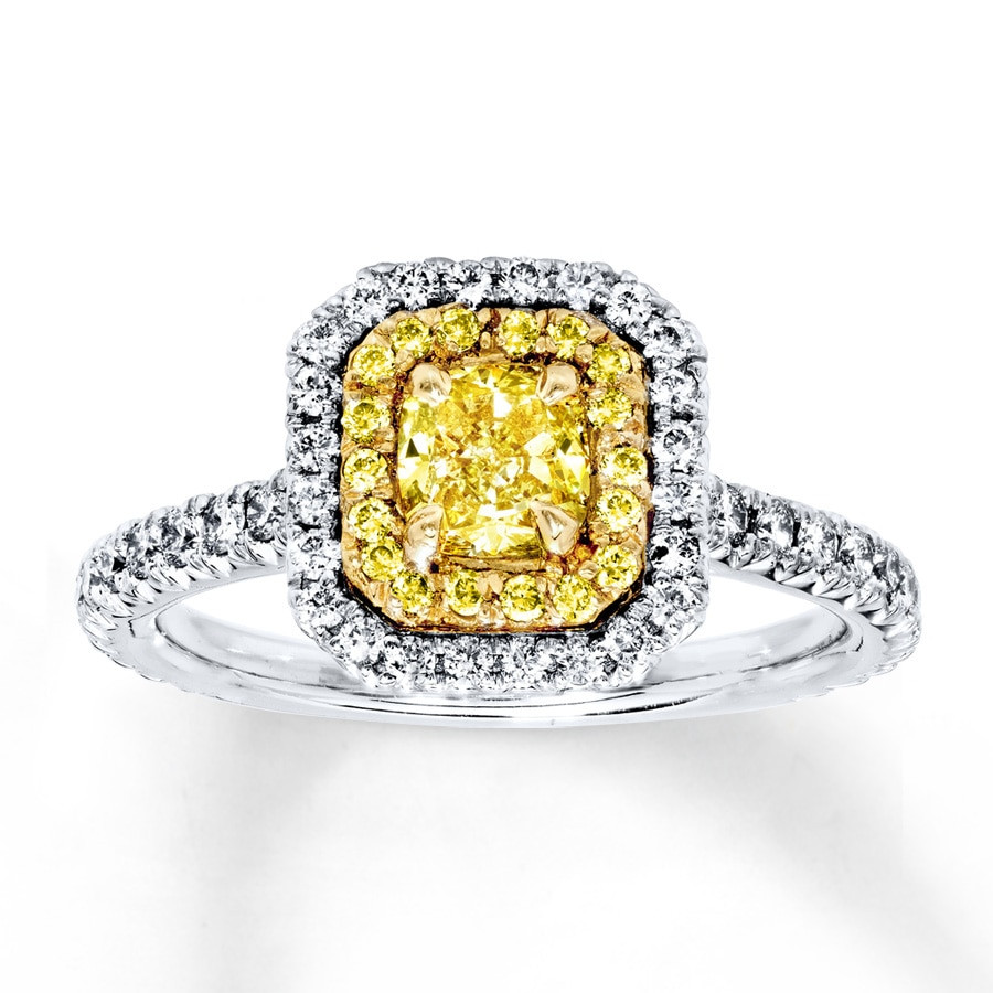 Yellow Diamond Engagement Ring
 Yellow Diamond Engagement Ring 1 1 5 cts tw 18K White Gold