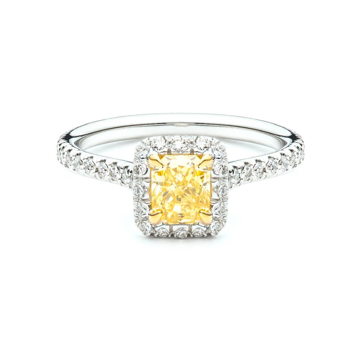 Yellow Diamond Engagement Ring
 Delicate Fancy Yellow Diamond Halo Engagement Ring