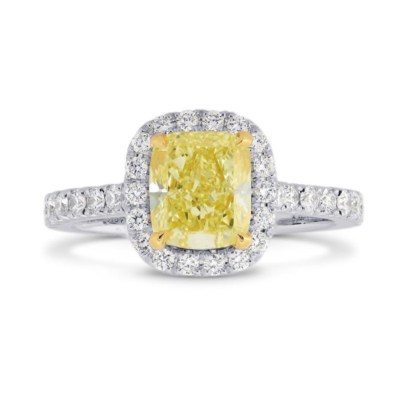 Yellow Diamond Engagement Ring
 Fancy Yellow Cushion Diamond Carriage Halo Ring SKU