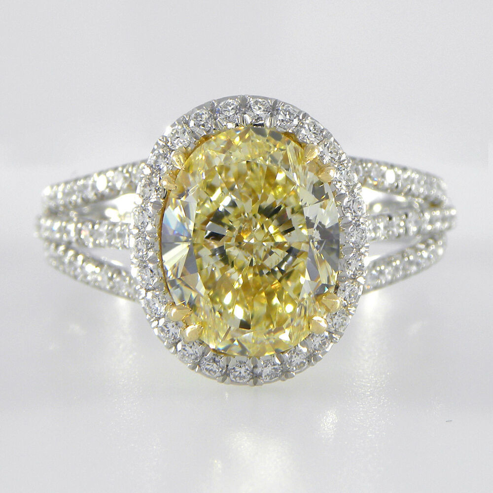 Yellow Diamond Engagement Ring
 Incredible GIA Canary Yellow Diamond engagement ring Pave