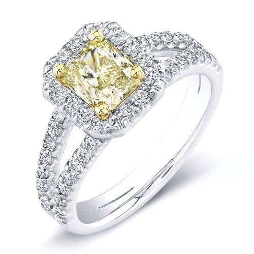 Yellow Diamond Engagement Ring
 1 42 Ct Natural Fancy Yellow Canary Radiant Cut Halo
