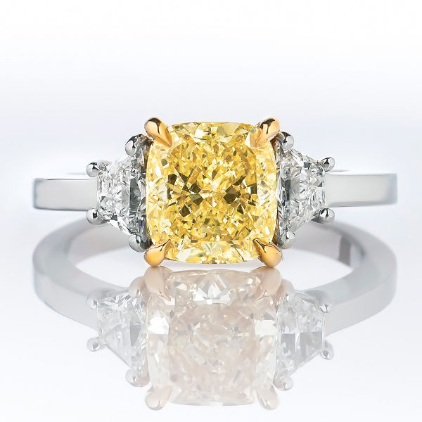 Yellow Diamond Engagement Ring
 Fancy Yellow Diamond Ring Cushion 2 12 carat SI2