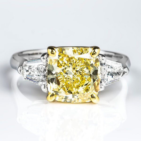 Yellow Diamond Engagement Ring
 Fancy Yellow Diamond Ring Cushion 3 13 carat VVS2