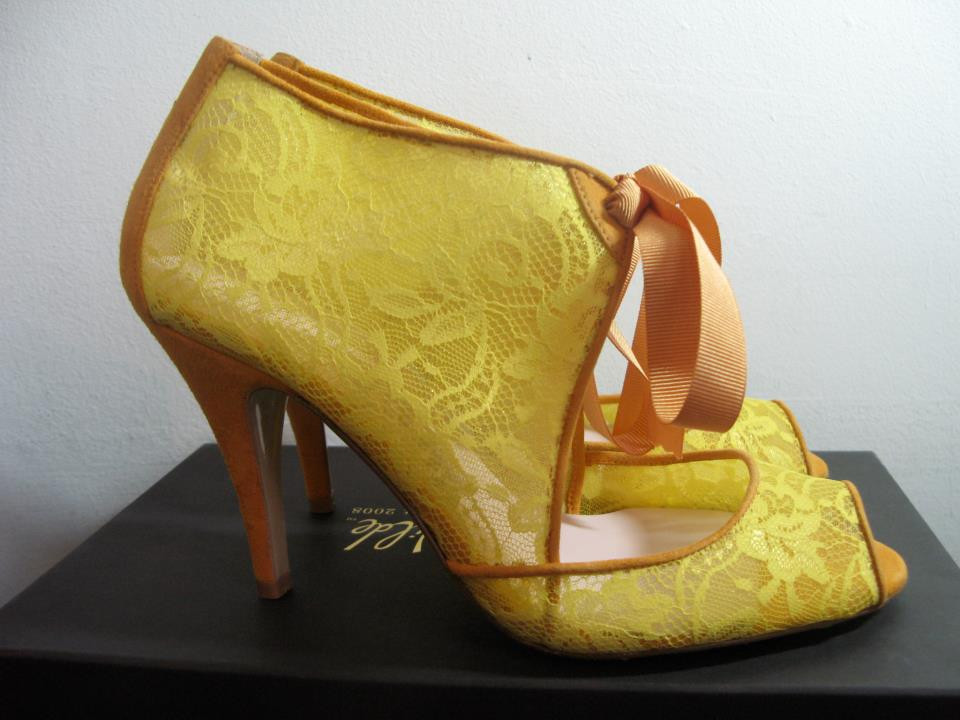 Yellow Dress Shoes Wedding
 Wedding shoes by Harriet Wilde bridal heels yellow lace