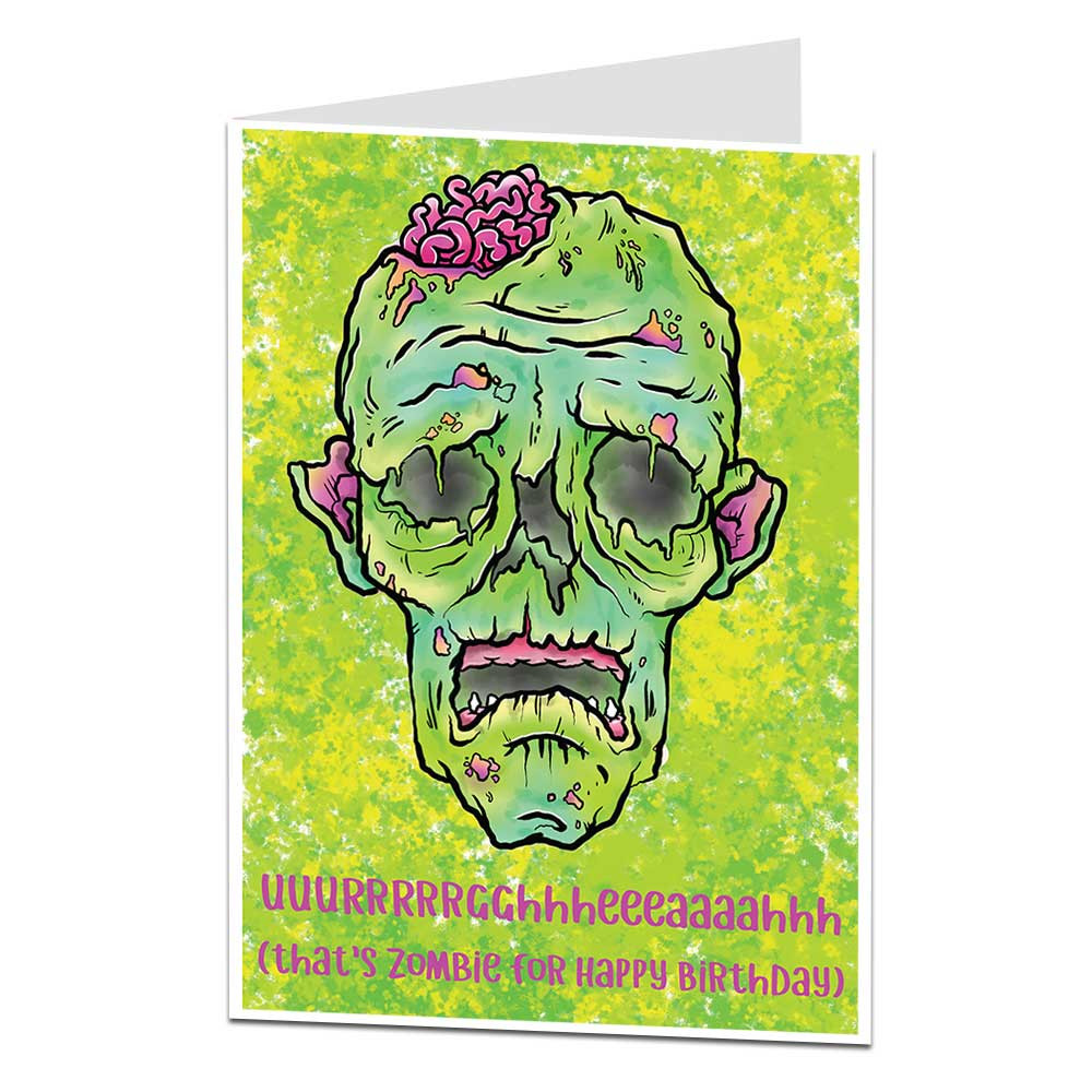 Zombie Birthday Card
 Funny Zombie Happy Birthday Card