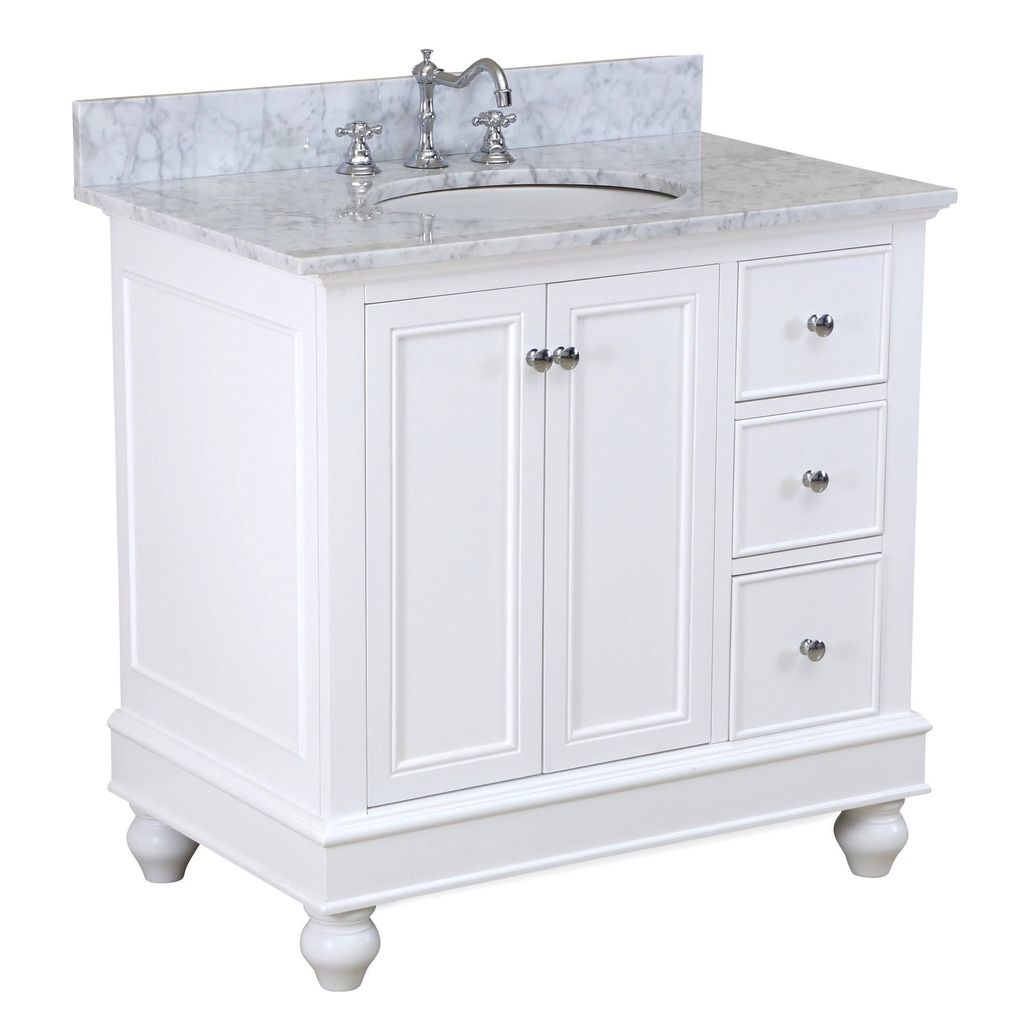 36 White Bathroom Vanity
 Bella 36 inch Vanity Carrara White – KitchenBathCollection