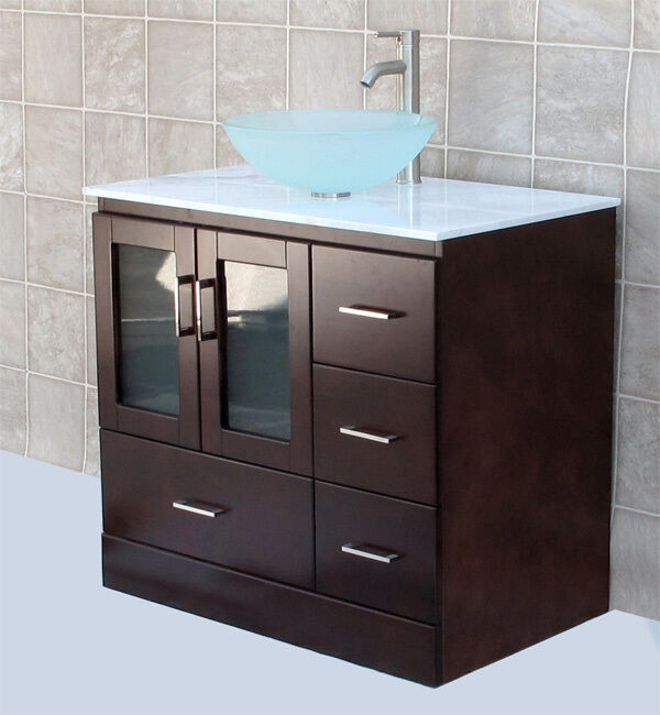 36 White Bathroom Vanity
 36" Bathroom Vanity 36 inch Cabinet White top Vessel Sink