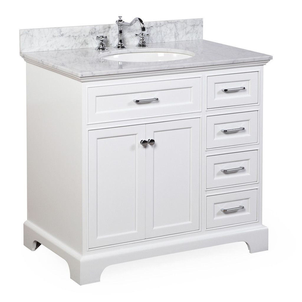 36 White Bathroom Vanity
 Aria 36 inch Vanity Carrara White
