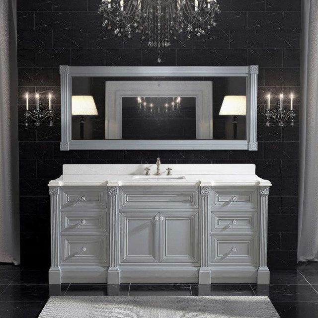 72 Inch Bathroom Mirror
 72 inch Gray Finish Single Sink Bathroom Vanity Cabinet