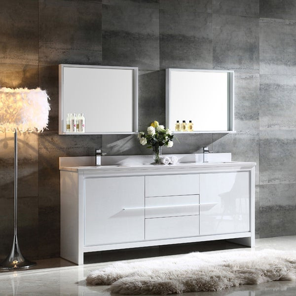 72 Inch Bathroom Mirror
 Shop Fresca Allier 72 inch White Modern Double Sink