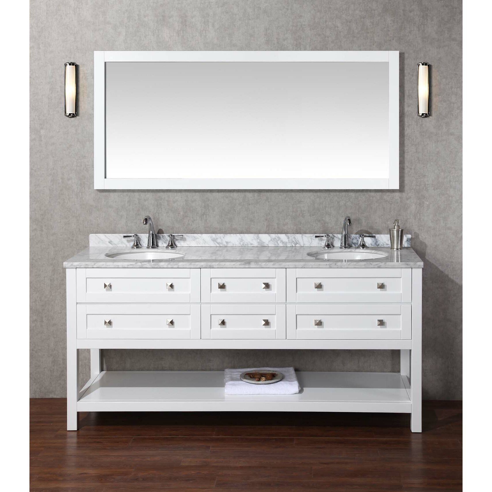 72 Inch Bathroom Mirror
 dCOR design Albia 72" Double Bathroom Vanity Set with