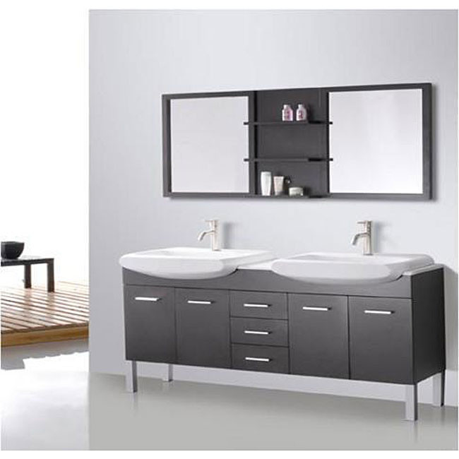 72 Inch Bathroom Mirror
 Design Element Tustin 72 inch Double Sink and Mirror