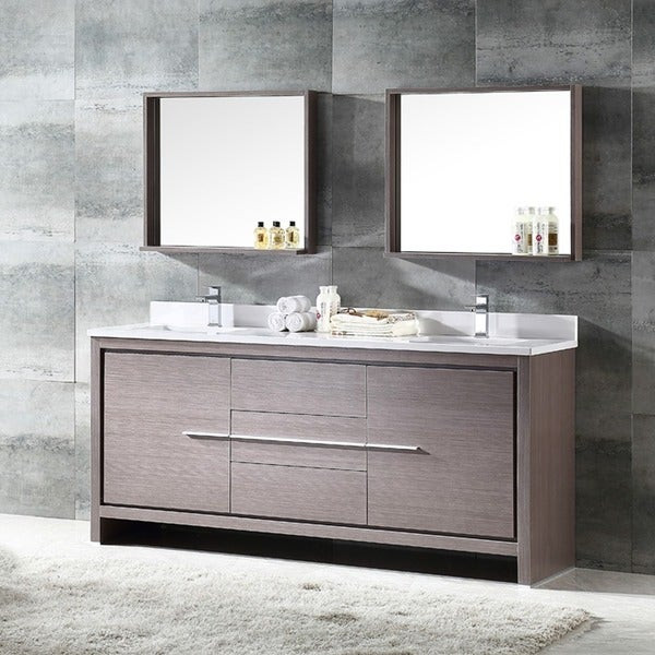 72 Inch Bathroom Mirror
 Shop Fresca Allier 72 inch Grey Oak Modern Double Sink