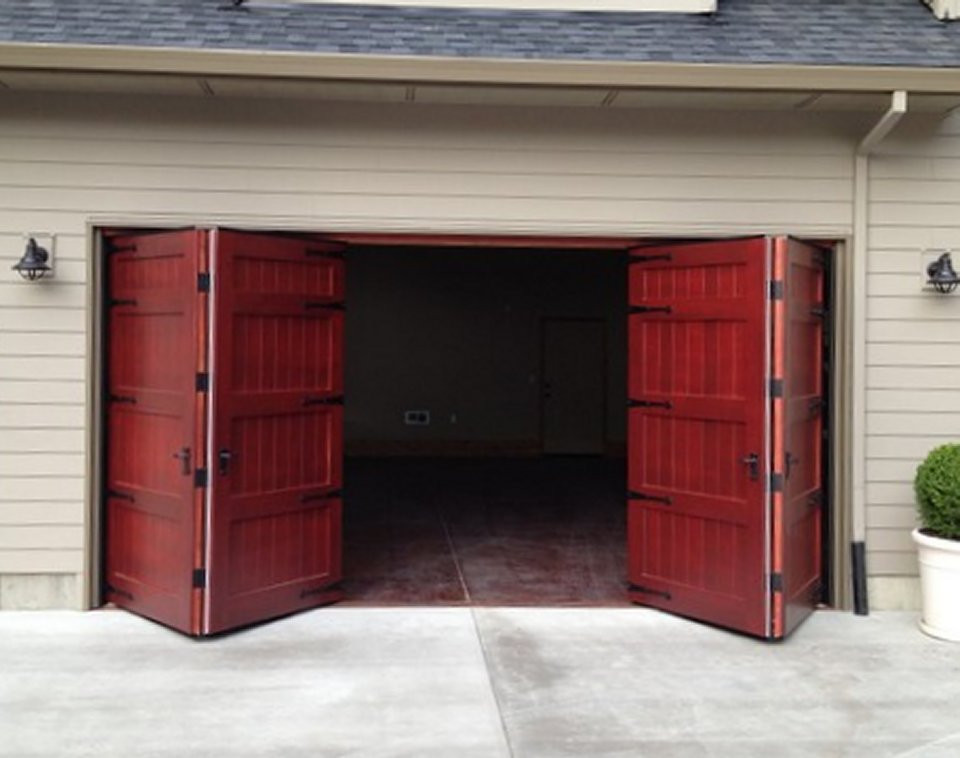 8 Ft Garage Doors
 Bi fold Carriage Doors 16 ft x 8 ft Insulated Wood