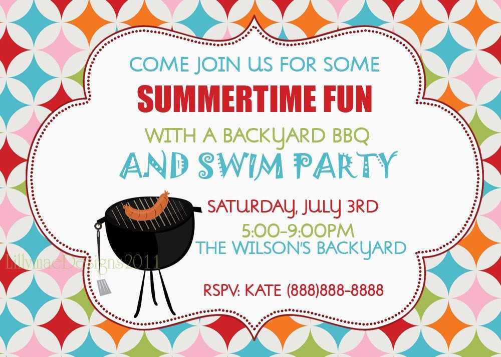 Backyard Party Invitations
 Barbecue Invitation Backyard Bbq Summer Party Invitation