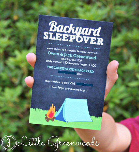 Backyard Party Invitations
 Backyard Campout Birthday Invites with Purple Trail 3