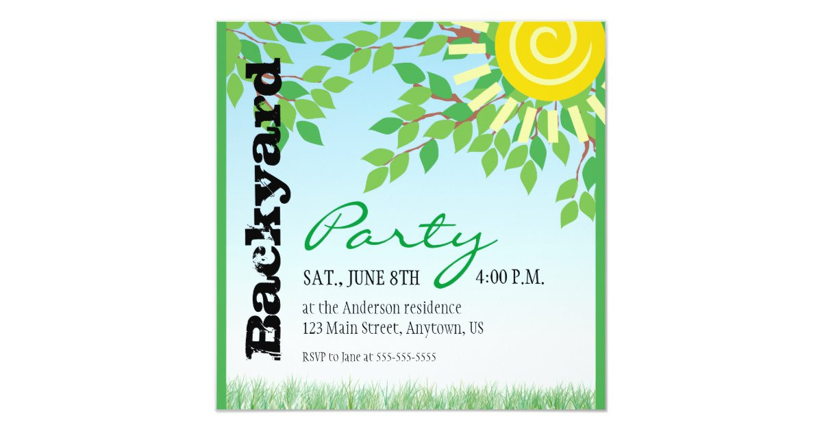 Backyard Party Invitations
 Backyard Party invitation