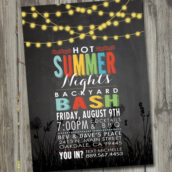 Backyard Party Invitations
 Hot Summer Nights Party Invitation Printable Summer Party