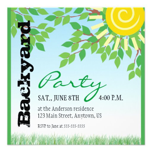 Backyard Party Invitations
 Backyard Party invitation